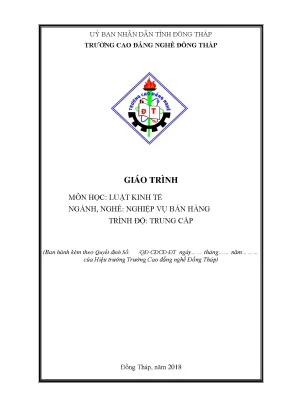 Giáo Trình Luật Kinh Tế Ngành Nghiệp Vụ Bán Hàng Trung Cấp