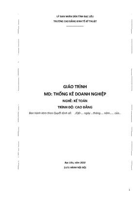 Giáo Trình Thống Kê Doanh Nghiệp Nghề Kế Toán Cao Đẳng
