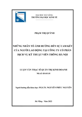 Luận văn: Nhân tố ảnh hưởng đến sự cam kết người lao động