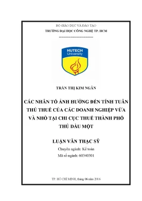 Luận văn: Các nhân tố ảnh hưởng tuân thủ thuế DNVVN