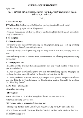 Giáo án giáo dục thể chất lớp 1 - Sách Chân Trời Sáng Tạo