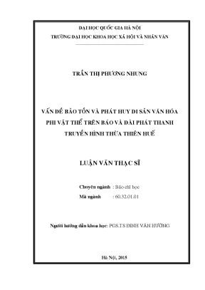 Bảo Tồn và Phát Huy Di Sản Văn Hóa Phi Vật Thể Tại Thừa