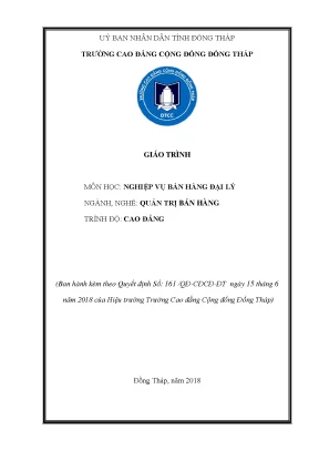 Giáo Trình Nghiệp Vụ Bán Hàng Đại Lý Cho Sinh Viên Cao Đẳng