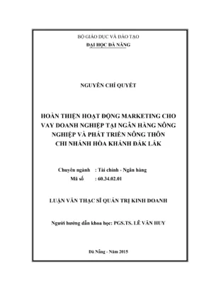 Luận văn: Marketing cho vay doanh nghiệp tại Agribank
