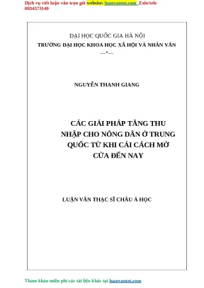 Giải pháp tăng thu nhập cho nông dân Trung Quốc từ cải