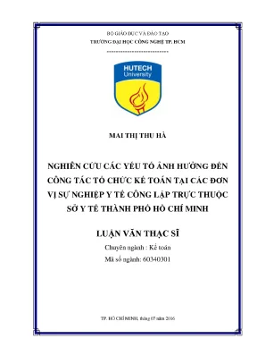 Nghiên cứu ảnh hưởng đến tổ chức kế toán tại đơn vị y tế