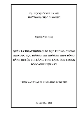Quản lý giáo dục phòng chống bạo lực học đường tại THPT