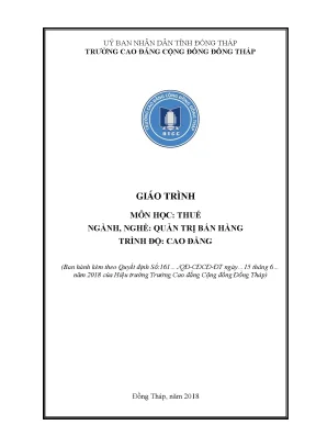 Giáo Trình Thuế Ngành Quản Trị Bán Hàng Cao Đẳng