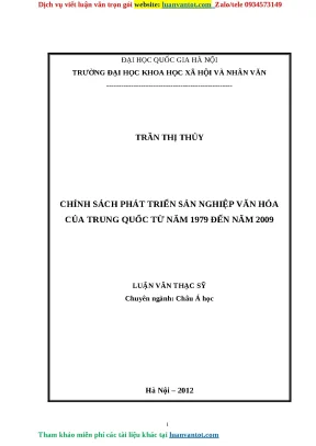 Chính Sách Phát Triển Sản Nghiệp Văn Hóa Trung Quốc