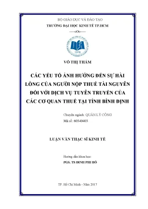 Yếu Tố Ảnh Hưởng Đến Sự Hài Lòng Của Người Nộp Thuế Tài