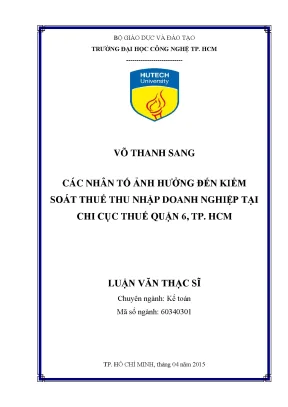 Nhân Tố Ảnh Hưởng Đến Kiểm Soát Thuế Doanh Nghiệp Tại