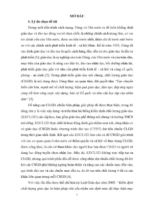 Quản lý kiểm định chất lượng giáo dục tại trường THCS