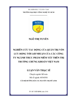 Tác động của quản trị vốn lưu động đến lợi nhuận các
