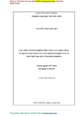 Các yếu tố quyết định lựa chọn dịch vụ kế toán cho doanh
