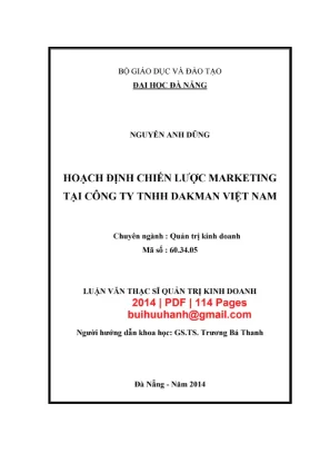 Luận văn: Chiến lược Marketing tại Công ty Dakman Việt Nam