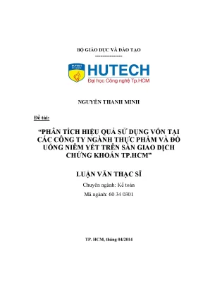 Phân Tích Hiệu Quả Sử Dụng Vốn Ngành Thực Phẩm và Đồ