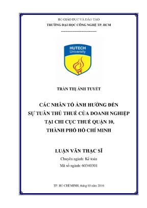 Nhân Tố Ảnh Hưởng Đến Sự Tuân Thủ Thuế Của Doanh Nghiệp