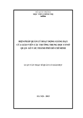 Quản Lý Hoạt Động Giảng Dạy Tại Trường Trung Học Cơ Sở