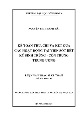 Nghiên cứu kế toán thu chi tại Viện Sốt rét Ký sinh