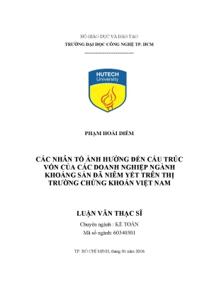 Nhân Tố Ảnh Hưởng Đến Cấu Trúc Vốn Doanh Nghiệp Khoáng