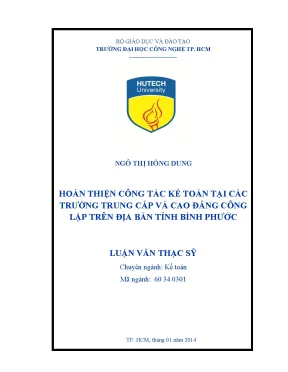 Cải tiến công tác kế toán tại trường trung cấp và cao