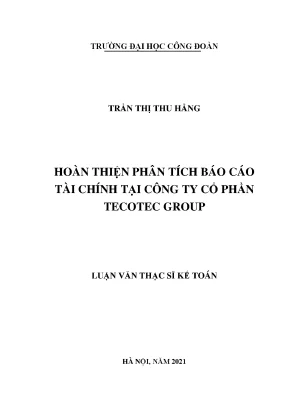 Phân Tích Báo Cáo Tài Chính Tại Công Ty Cổ Phần Tecotec
