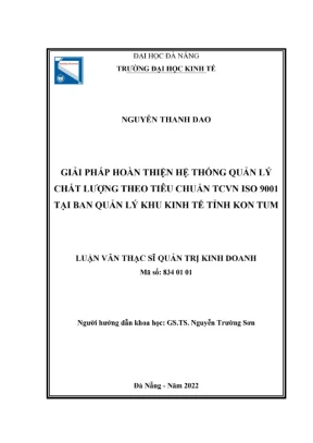 Giải pháp hoàn thiện HTQLCL ISO 9001 tại BQLKKT Kon Tum