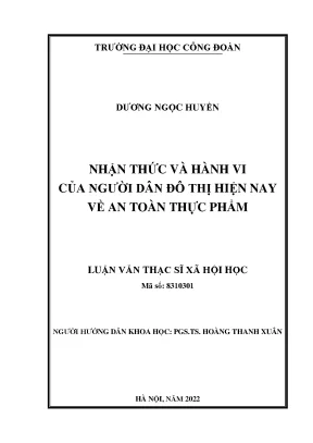Nhận Thức và Hành Vi Về An Toàn Thực Phẩm Của Người Dân