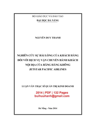 Luận văn: Hài lòng khách hàng với Jetstar Pacific (PDF)