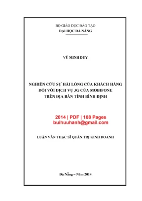 Luận văn: Hài lòng khách hàng với 3G Mobifone Bình Định