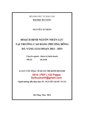 Luận văn thạc sĩ Hoạch định nguồn nhân lực [Full PDF]