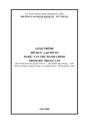 Giáo Trình Lập Hồ Sơ Nghề Văn Thư Hành Chính Trung Cấp