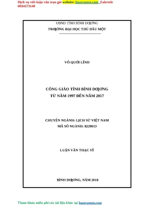 Nghiên cứu Công giáo tỉnh Bình Dương giai đoạn 1997-2017