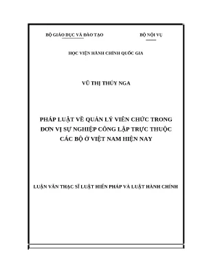 Quản Lý Viên Chức Trong Đơn Vị Sự Nghiệp Công Lập Tại