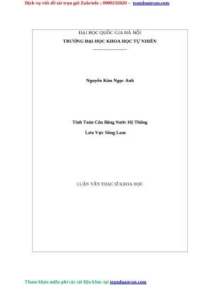 Tính Toán Cân Bằng Nước Hệ Thống Lưu Vực Sông Lam: