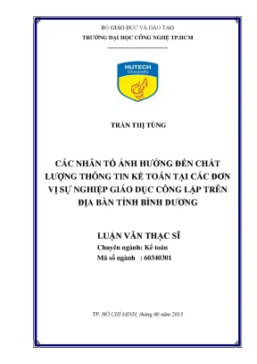 Các Nhân Tố Ảnh Hưởng Đến Chất Lượng Thông Tin Kế Toán