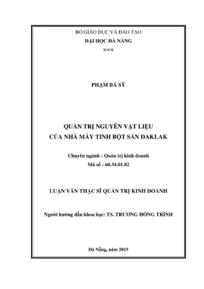 Luận văn Quản trị nguyên vật liệu nhà máy tinh bột sắn