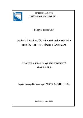 Luận văn: Quản lý nhà nước về chợ huyện Đại Lộc