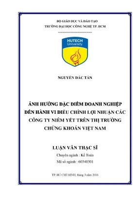Ảnh hưởng của đặc điểm doanh nghiệp đến hành vi điều