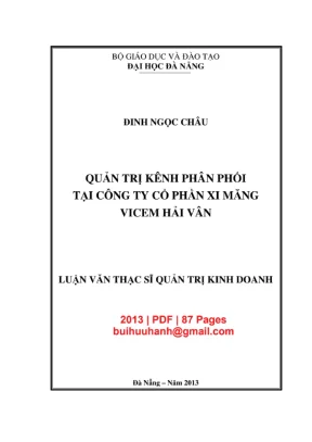 Luận văn quản trị kênh phân phối xi măng Vicem Hải Vân