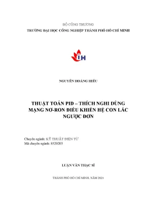 Thuật Toán PID Thích Nghi Dùng Mạng Nơ-Ron Điều Khiển Hệ