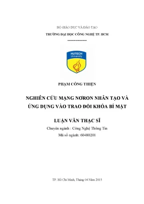 Nghiên cứu mạng nơron nhân tạo trong trao đổi khóa bí mật