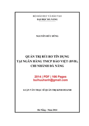 Luận văn: Quản trị rủi ro tín dụng tại Ngân hàng Bảo Việt