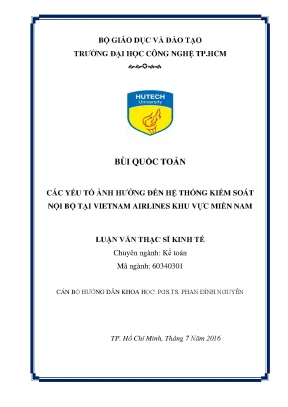 Các yếu tố ảnh hưởng đến kiểm soát nội bộ tại Vietnam