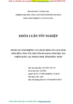 Đánh Giá Tác Động Của Du Lịch Sinh Thái Đến Bảo Tồn Đa
