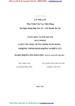 Phát Triển Cho Vay Tiêu Dùng Tại Ngân Hàng Hợp Tác Xã Hà Tây