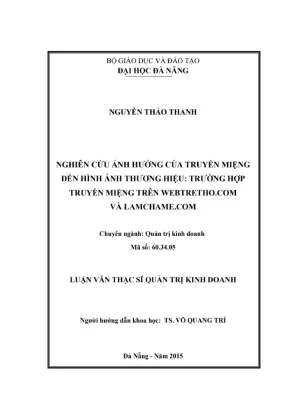 Luận văn: Truyền miệng điện tử & hình ảnh thương hiệu