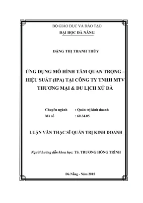 Luận văn: Mô hình IPA trong đánh giá dịch vụ du lịch