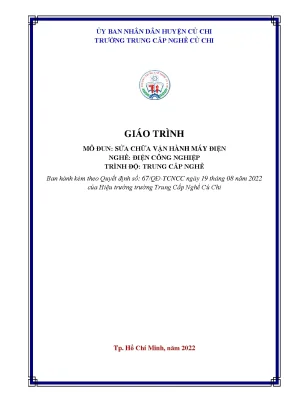 Giáo Trình Sửa Chữa Máy Điện Nghề Điện Công Nghiệp Trung Cấp