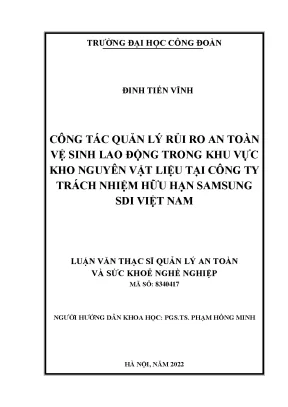 Quản lý rủi ro an toàn lao động tại kho nguyên vật liệu 